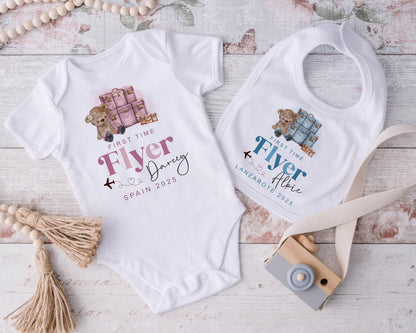 First Time Flyer Baby Vest - Bear Design - Blue