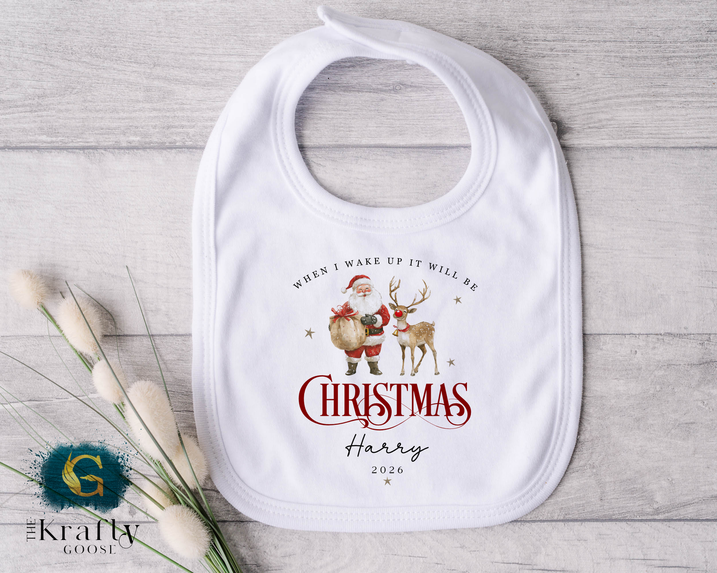 When I Wake Up - Christmas Romper - Santa and Reindeer Design