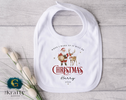 When I Wake Up - Christmas Romper - Santa and Reindeer Design