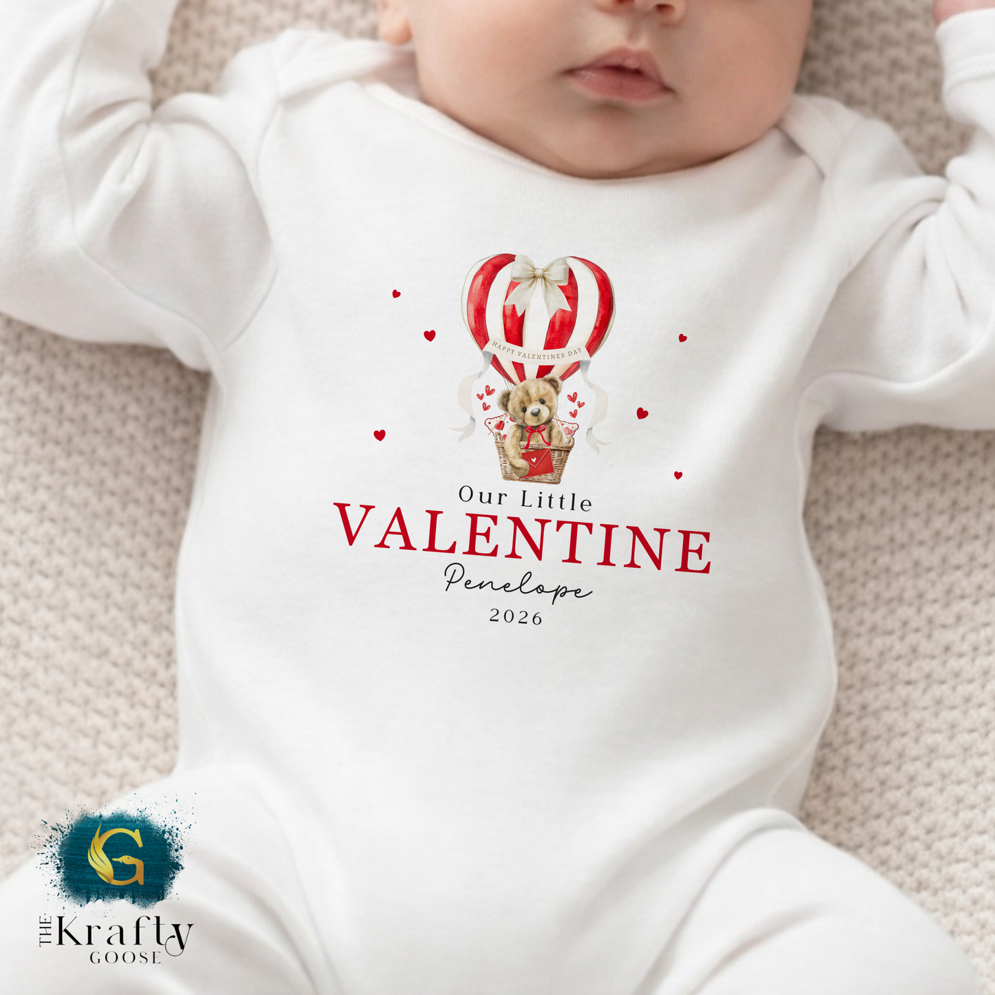 Our Little Valentine - Teddy Hot Air Balloon Design