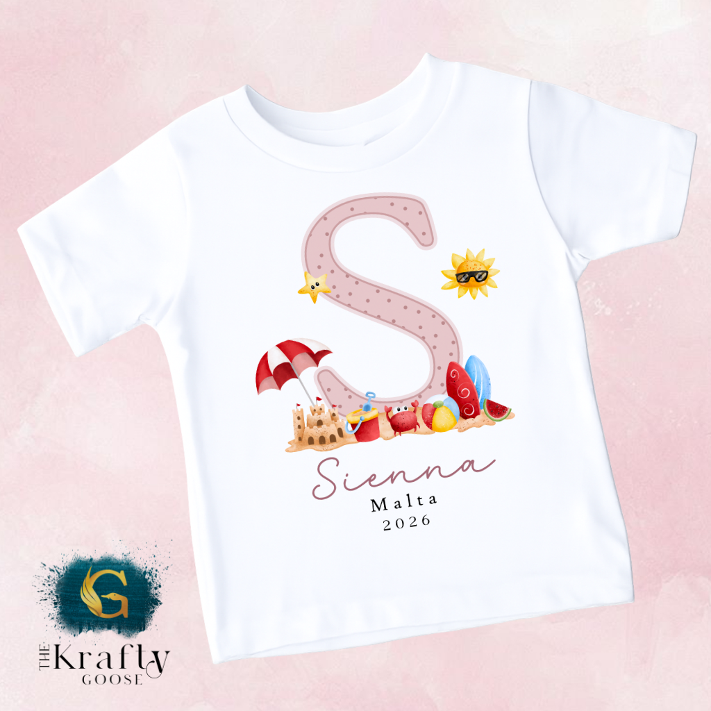 My First Holiday - Beach Scene - T-Shirt - Vest - Sleepsuit Romper - Sweater