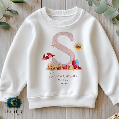 My First Holiday - Beach Scene - T-Shirt - Vest - Sleepsuit Romper - Sweater