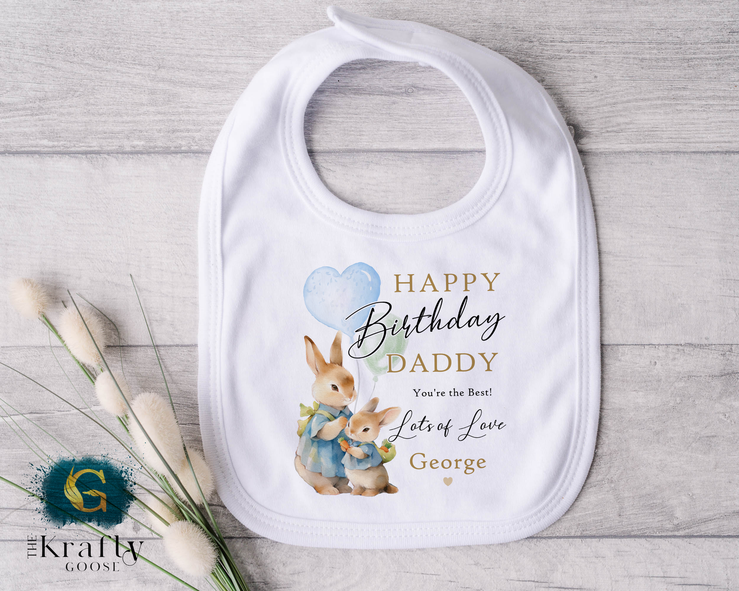 Happy Birthday Daddy - Rabbit Design - T-Shirt - Vest - Sleepsuit Romper