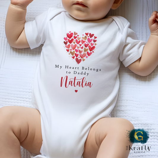 My Heart Belongs To Daddy / Mummy - Sleepsuit Romper - Vest - T-Shirt - Sweater