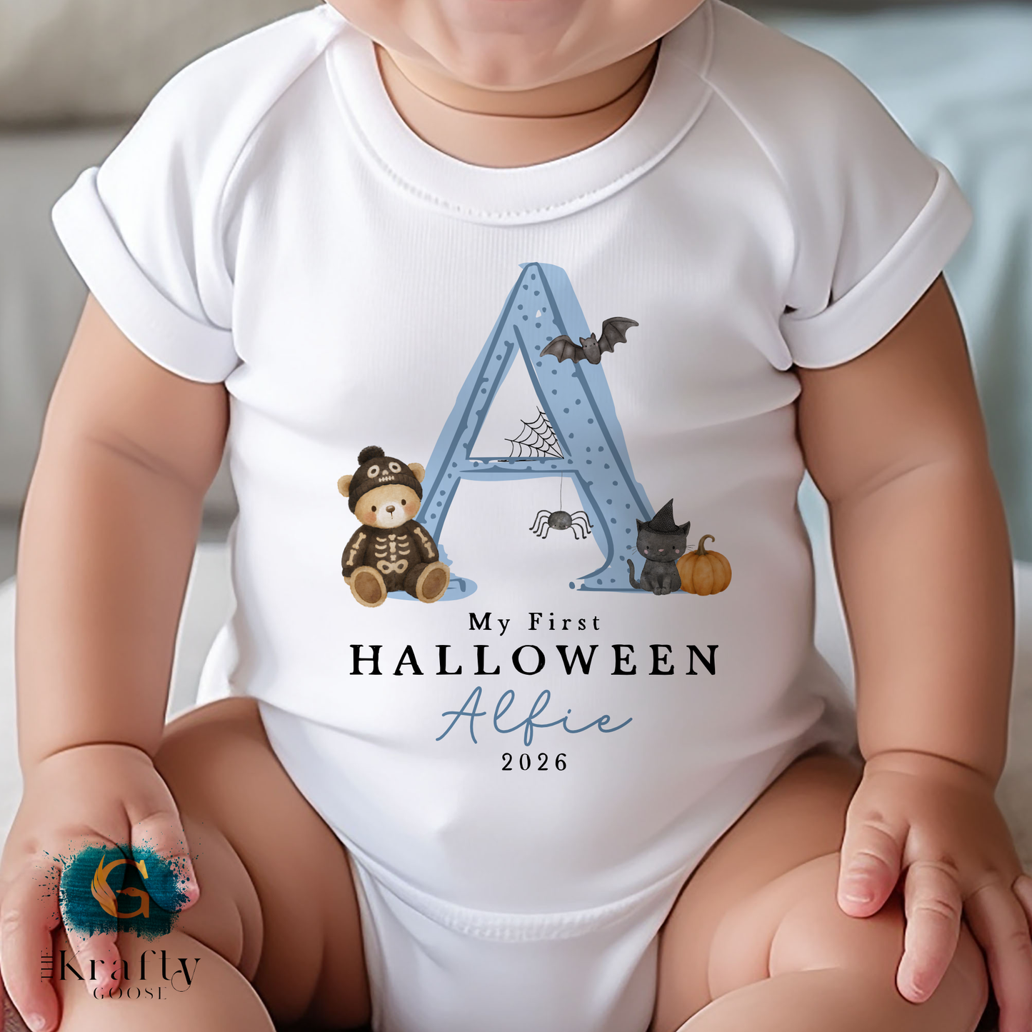 My First Halloween  - Cute Letter Design - Blue Pink or Orange