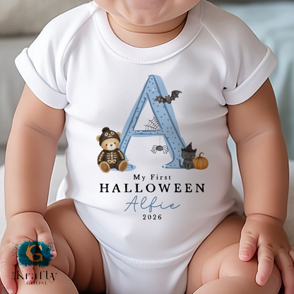 My First Halloween  - Cute Letter Design - Blue Pink or Orange