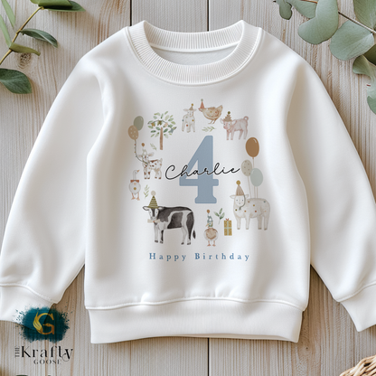 Farm Animals Birthday Outfit - T-Shirt, Sweatshirt, Baby Romper Vest Bib