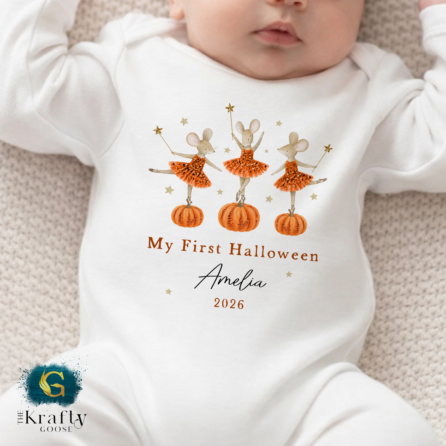 My First Halloween  - Pumpkin Ballerina Mouse Design