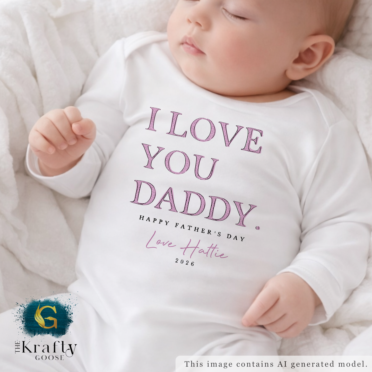 I Love You Daddy - Pink Happy Father's Day - T-Shirt - Vest - Sleepsuit Romper - Sweater