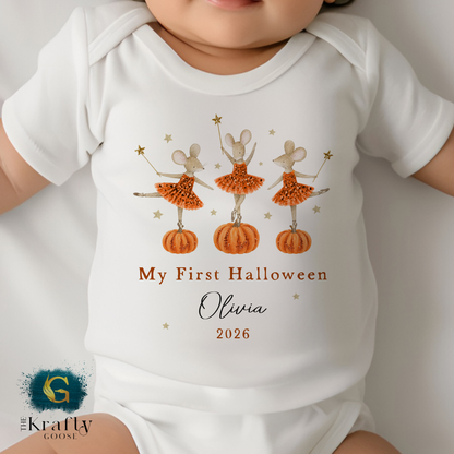My First Halloween  - Pumpkin Ballerina Mouse Design