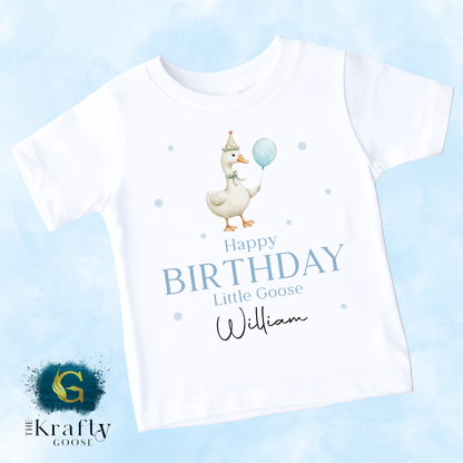 Little Goose Birthday T-Shirt - Blue Design