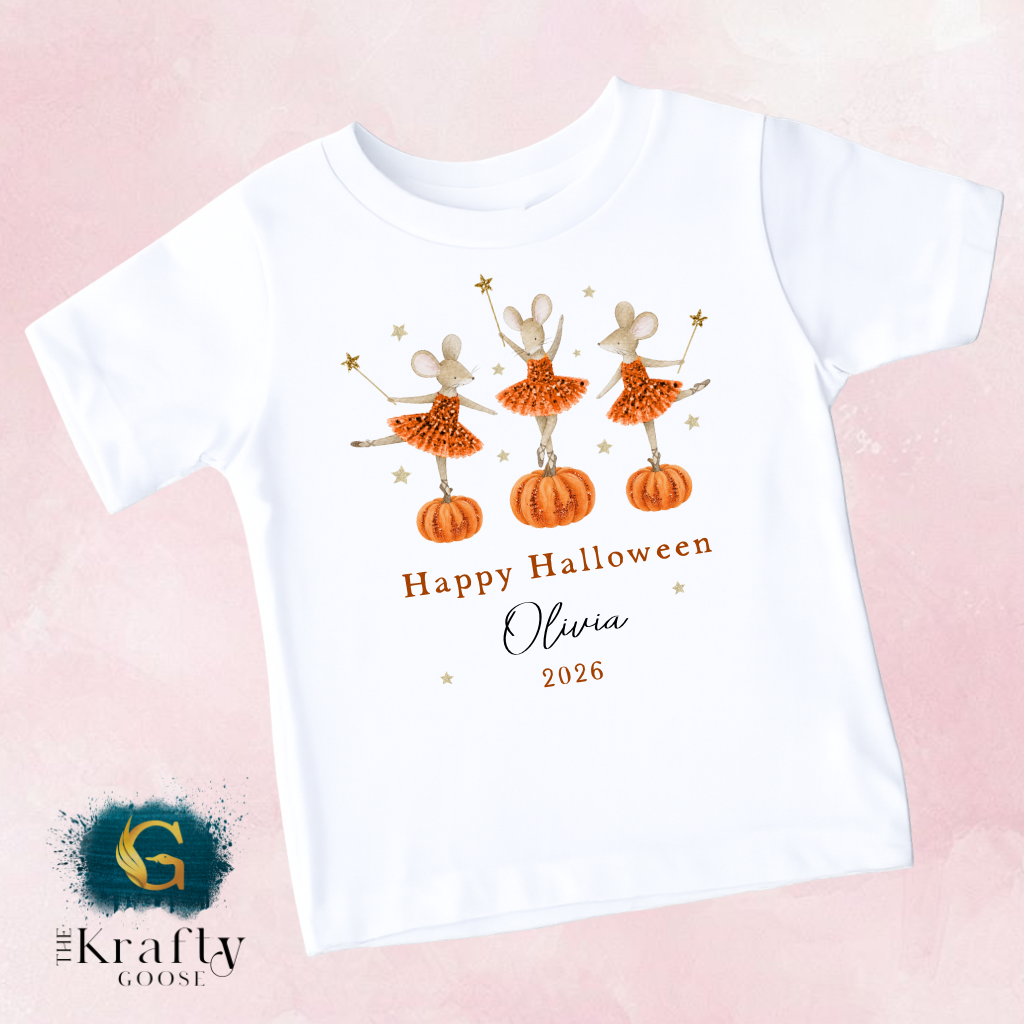 My First Halloween  - Pumpkin Ballerina Mouse Design