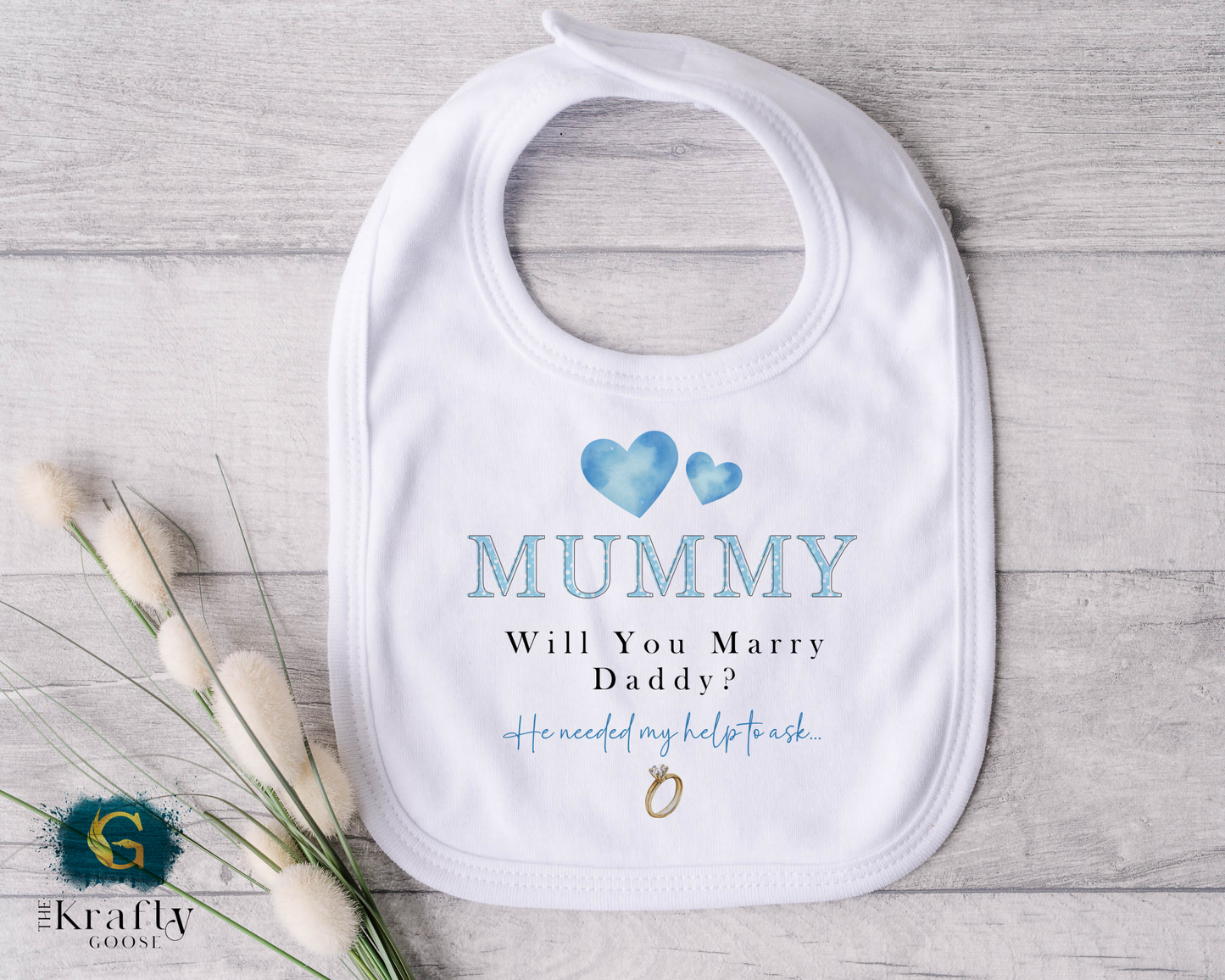 Mummy Will You Marry Daddy - Blue Hearts - T-Shirt - Vest - Sleepsuit Romper