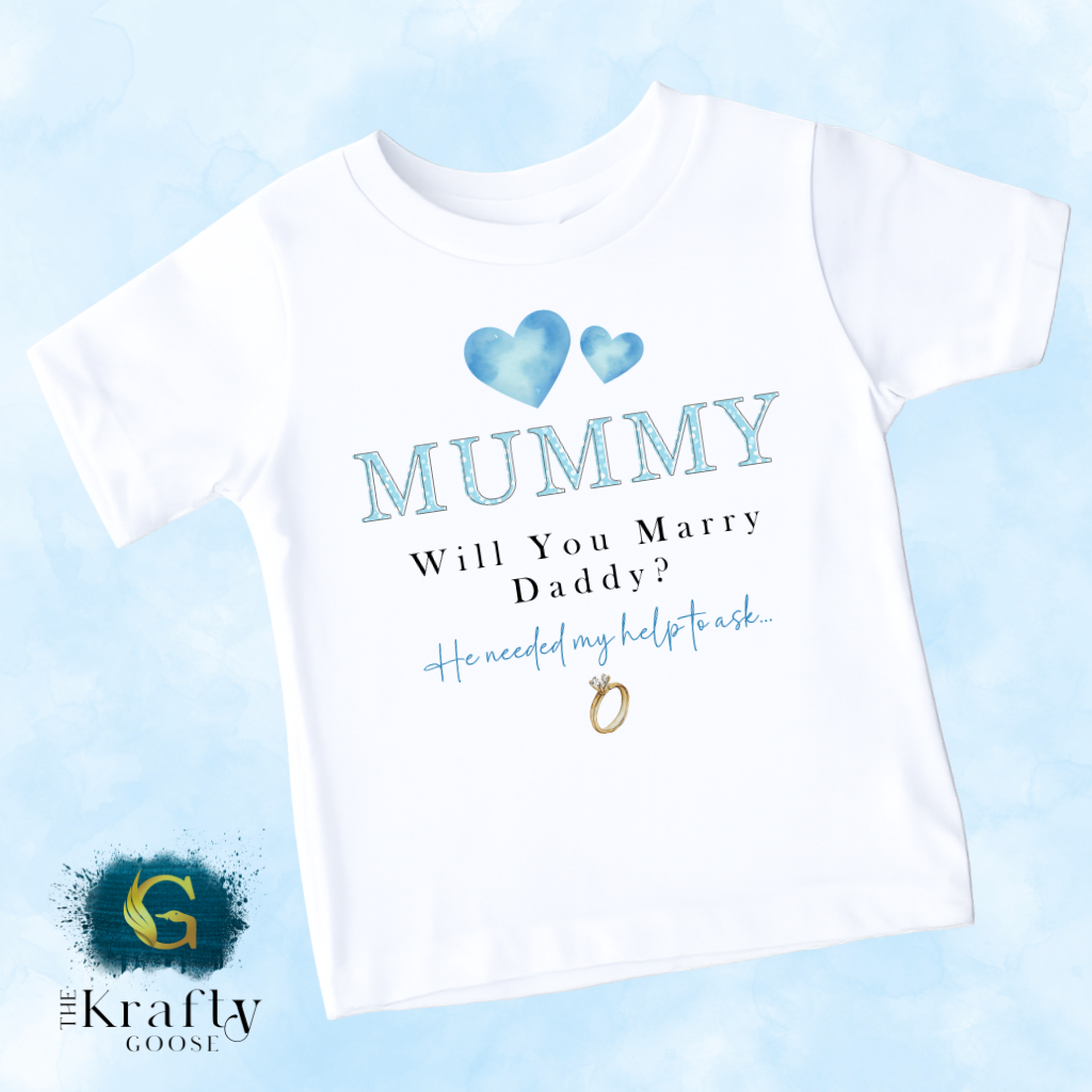 Mummy Will You Marry Daddy - Blue Hearts - T-Shirt - Vest - Sleepsuit Romper