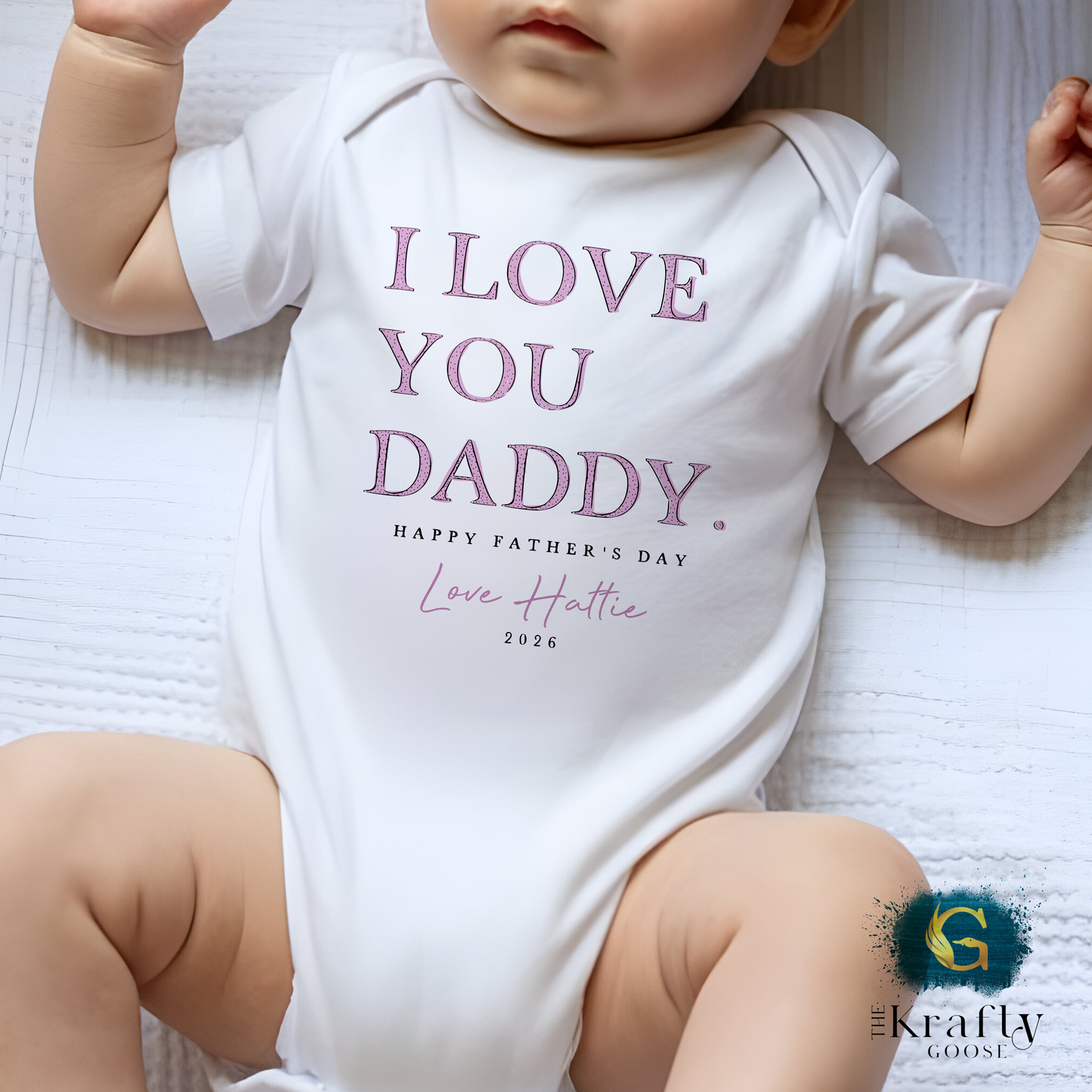 I Love You Daddy - Pink Happy Father's Day - T-Shirt - Vest - Sleepsuit Romper - Sweater