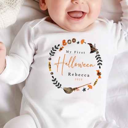 First Halloween - Broom Wreath Design