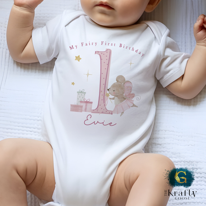 Fairy First Birthday - Vest, Romper, Bib, T-Shirt or Sweatshirt