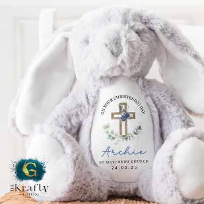Christening Soft Toy - Flower Cross Design