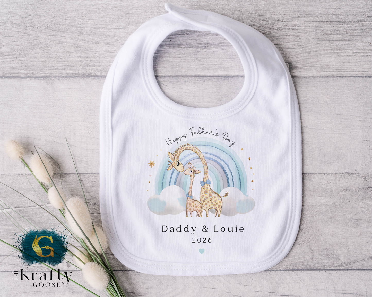 Happy Fathers Day - Blue Rainbow Giraffe - T-Shirt - Vest - Sleepsuit Romper - Sweater