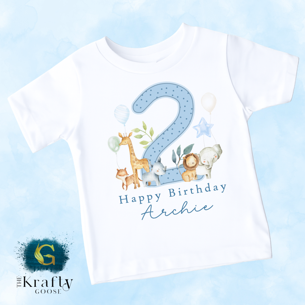 Jungle Safari Birthday T-Shirt or Sweatshirt - Pink Blue or Green Design