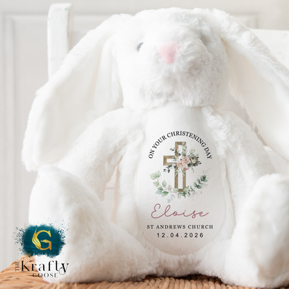Christening Soft Toy - Flower Cross Design