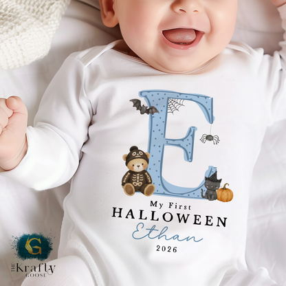 My First Halloween  - Cute Letter Design - Blue Pink or Orange