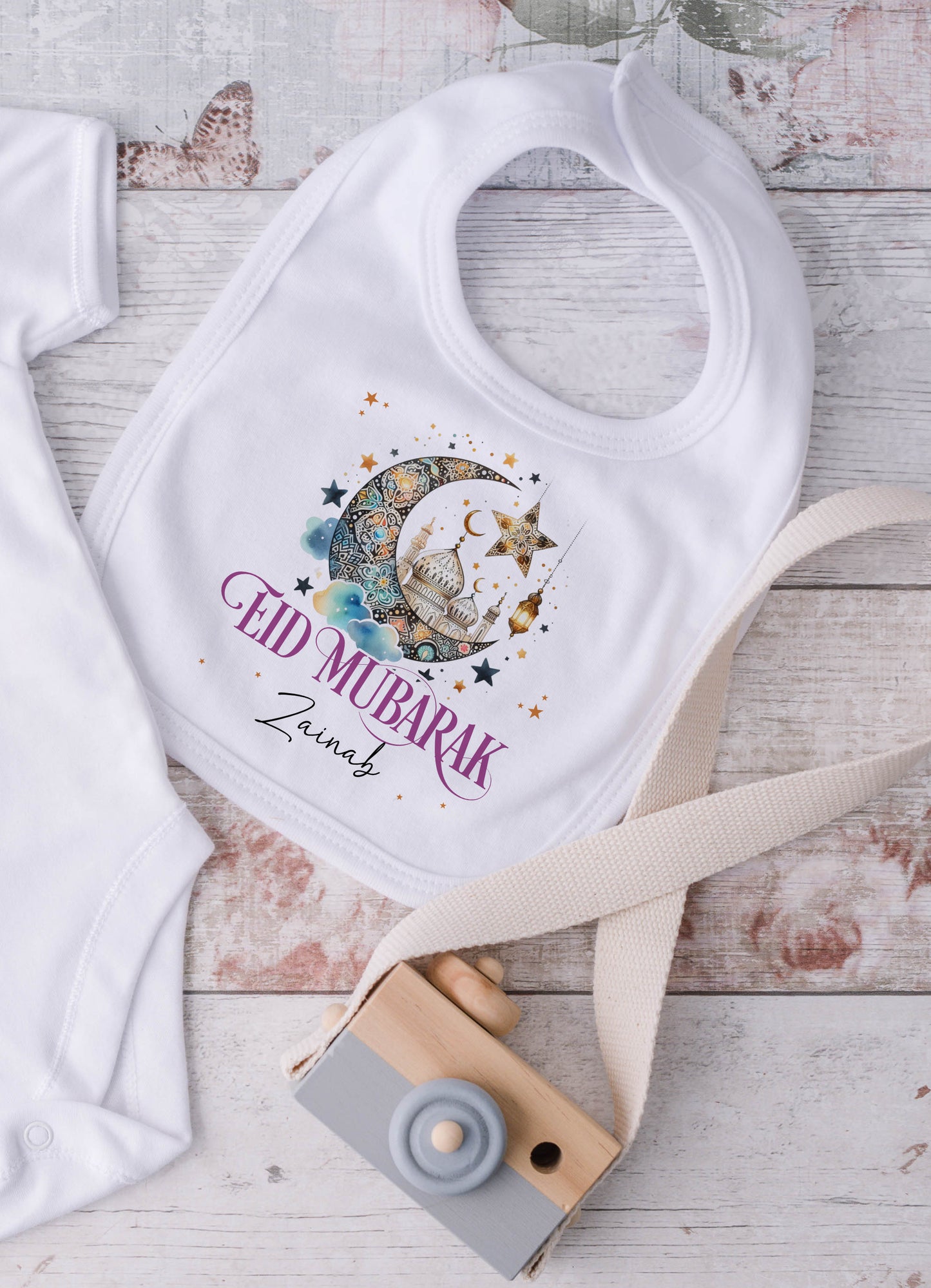 Personalised Eid Mubarak Ramadan Crescent Baby Outfit