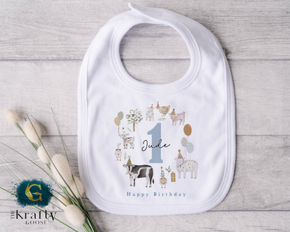 Farm Animals Birthday Outfit - T-Shirt, Sweatshirt, Baby Romper Vest Bib