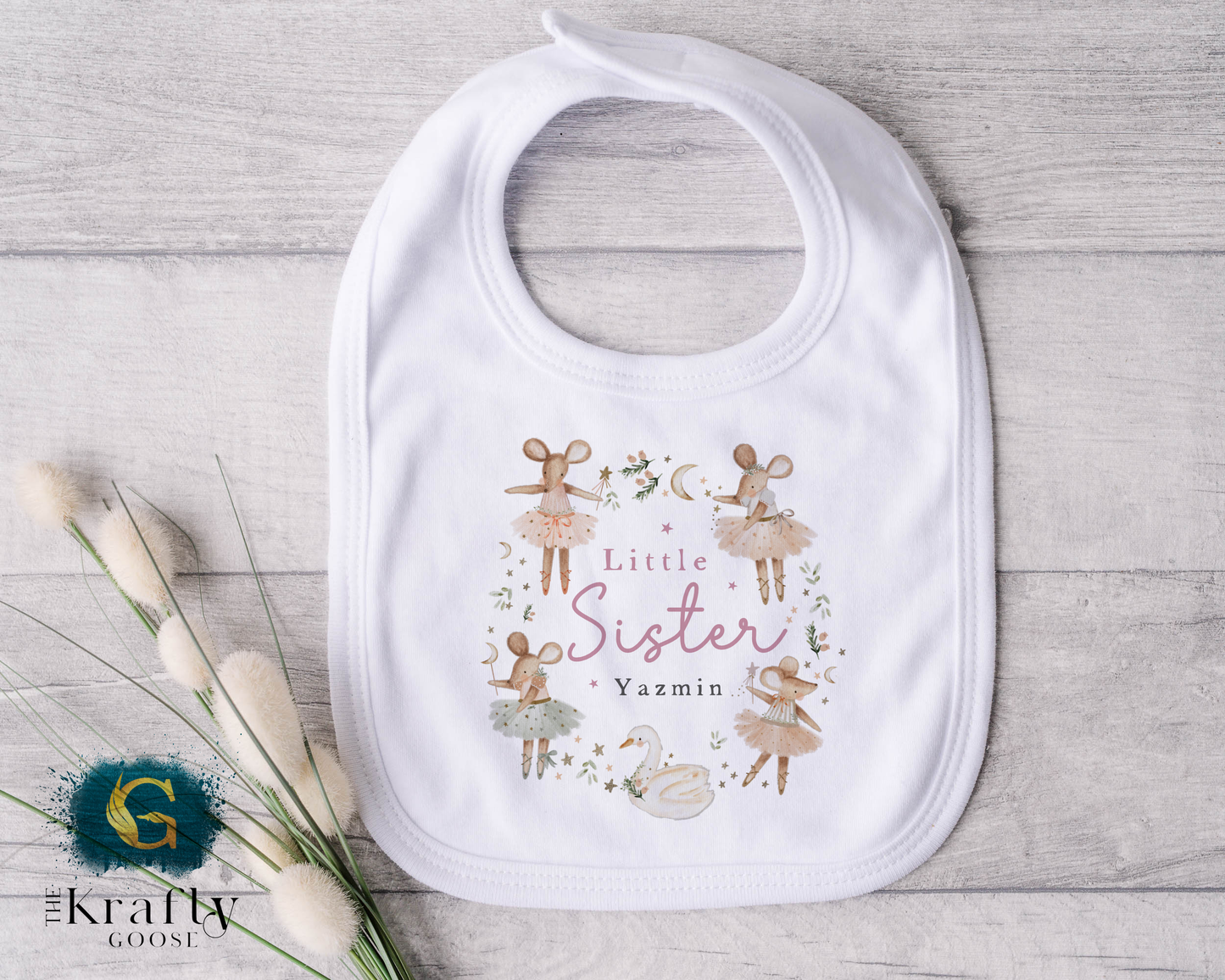 Matching Sister Outfit - Ballerina Mouse Wreath - T-Shirt, Sweatshirt, Baby Romper Vest Bib