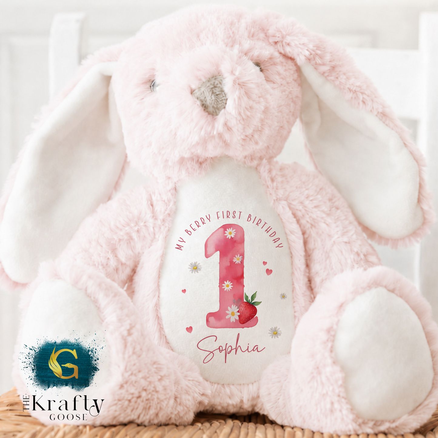 1st Birthday Bunny - Strawberry Berry 1st Birthday Bear