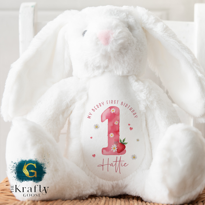 1st Birthday Bunny - Strawberry Berry 1st Birthday Bear