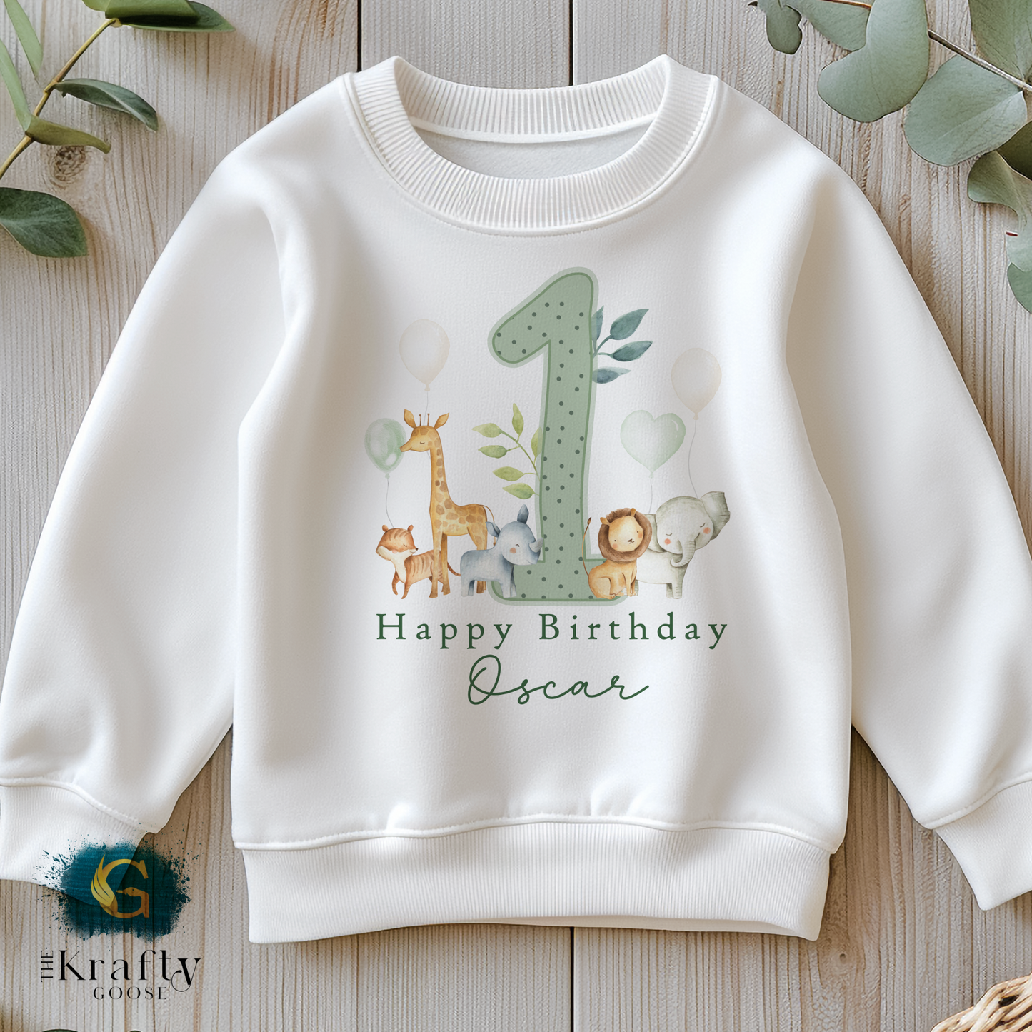 Jungle Safari Birthday T-Shirt or Sweatshirt - Pink Blue or Green Design