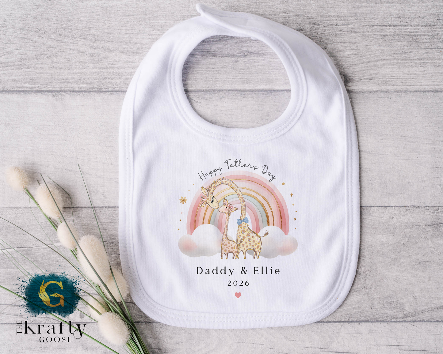 Happy Fathers Day - Pink Rainbow Giraffe - T-Shirt - Vest - Sleepsuit Romper - Sweater