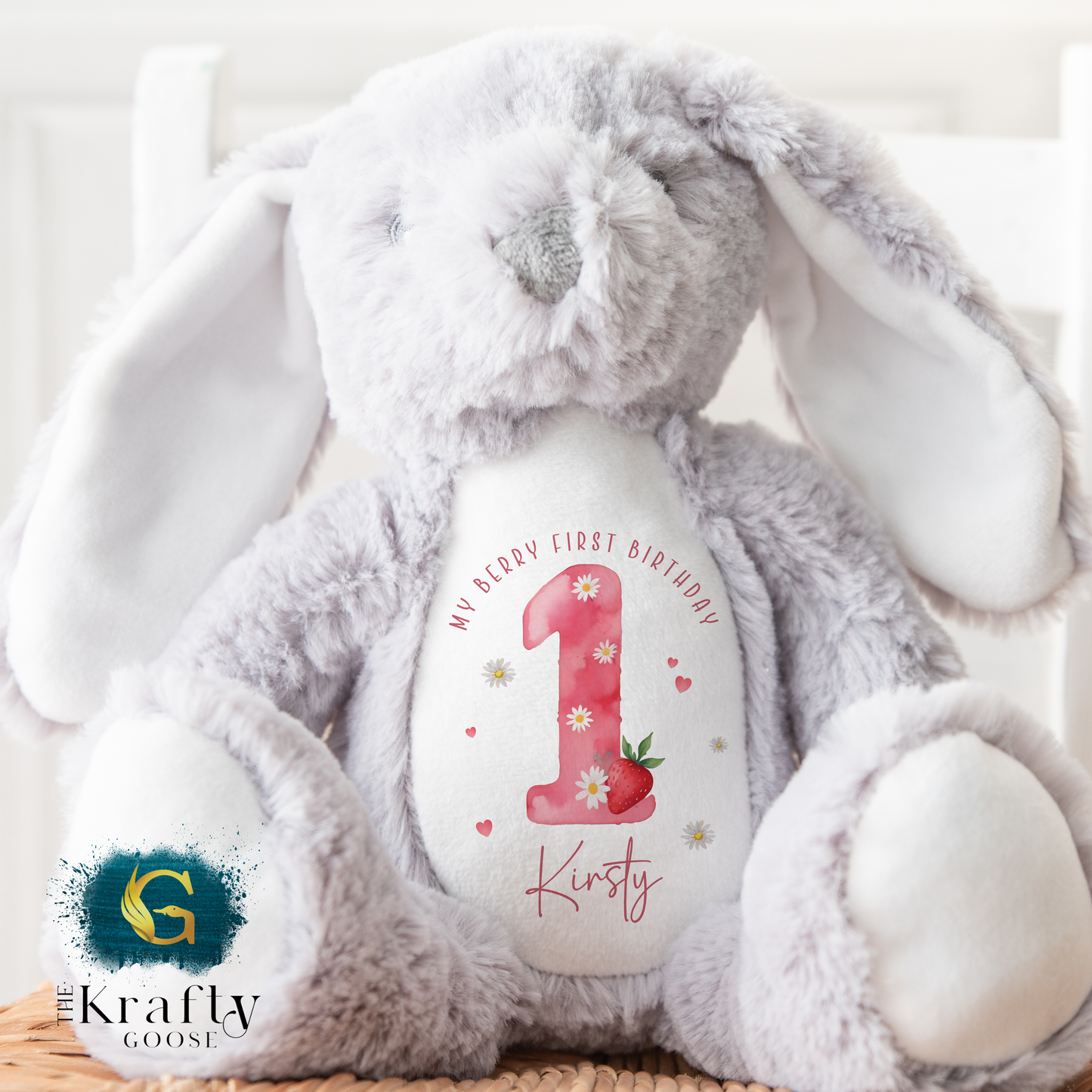 1st Birthday Bunny - Strawberry Berry 1st Birthday Bear