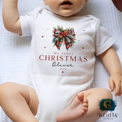 Tartan Bow - My First Christmas
