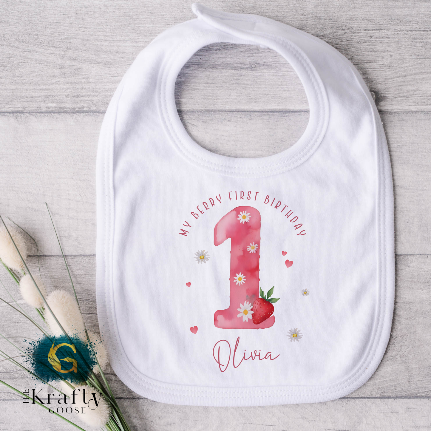 1st Birthday Bunny - Strawberry Berry 1st Birthday Bear