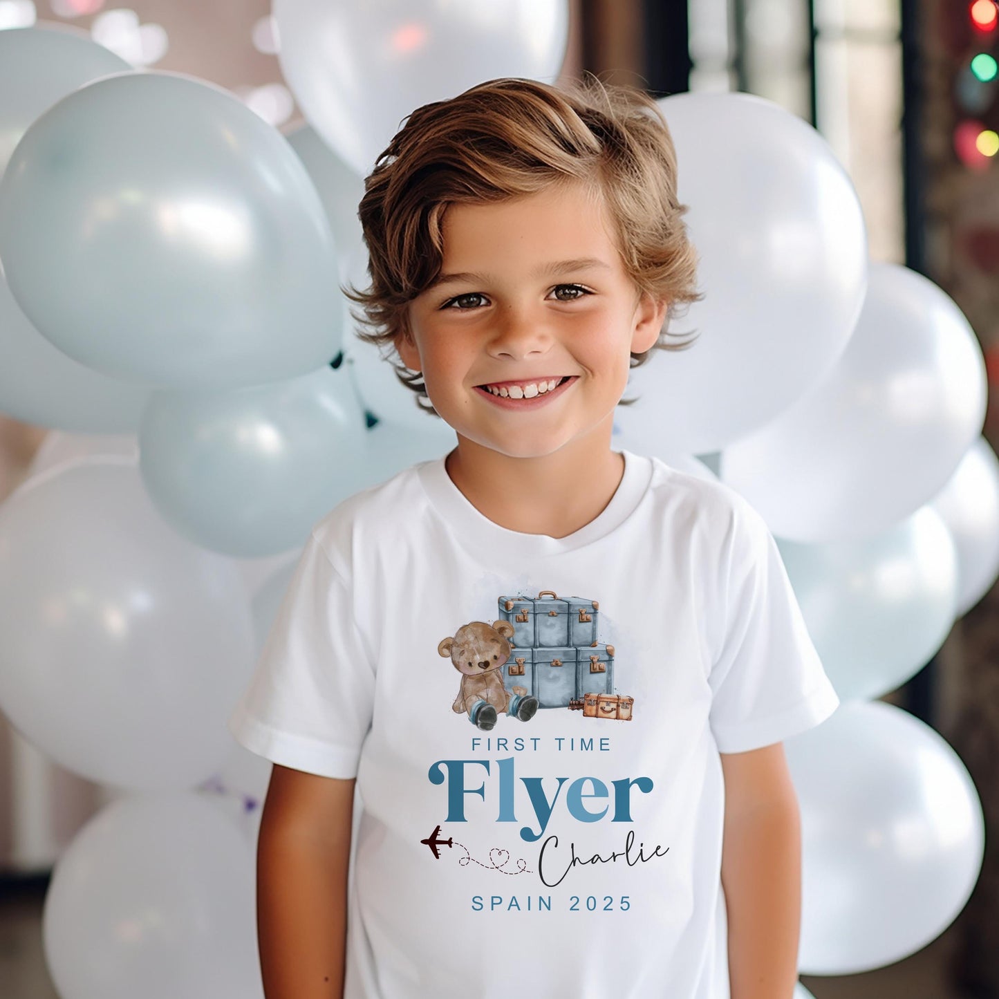 First Time Flyer T-Shirt - Bear - Blue or Pink Design