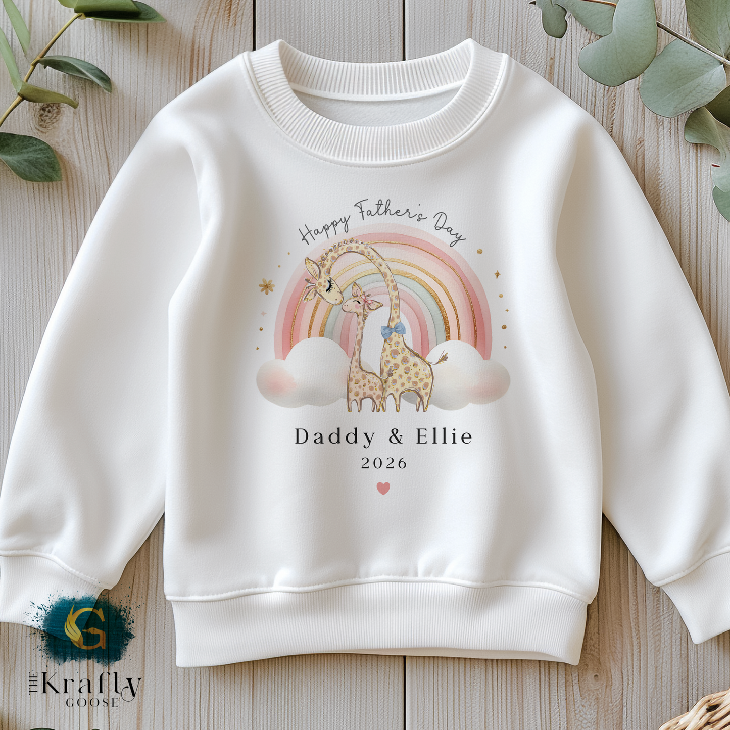 Happy Fathers Day - Pink Rainbow Giraffe - T-Shirt - Vest - Sleepsuit Romper - Sweater