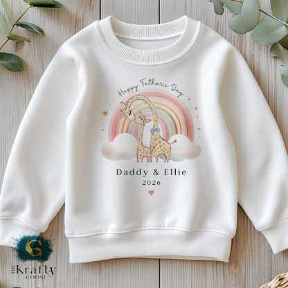Happy Fathers Day - Pink Rainbow Giraffe - T-Shirt - Vest - Sleepsuit Romper - Sweater