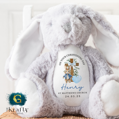 Christening Soft Toy - Bunny Cross Design