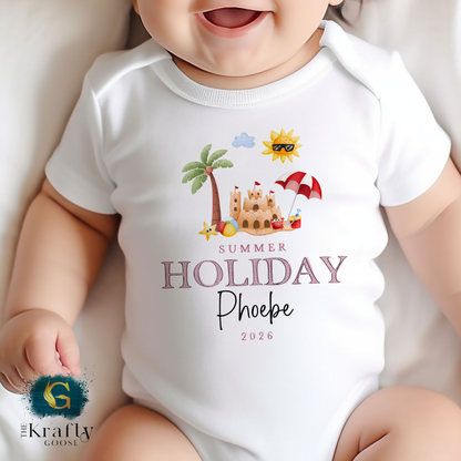 My First Holiday Pink Sandcastle - T-Shirt - Vest - Sleepsuit Romper - Sweater