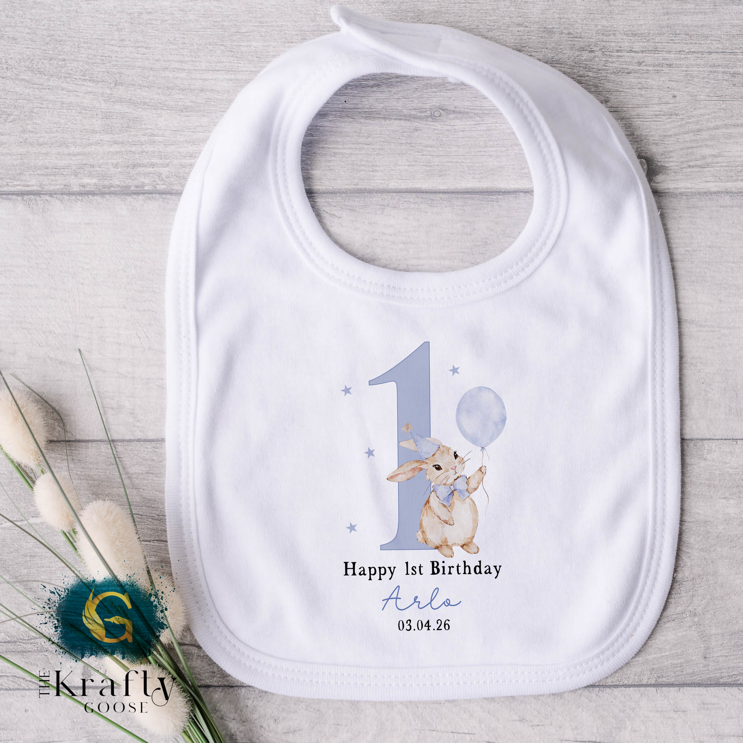 1st Birthday Bunny - Blue Bunny Balloon 1st Birthday Bear
