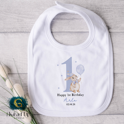 1st Birthday Bunny - Blue Bunny Balloon 1st Birthday Bear