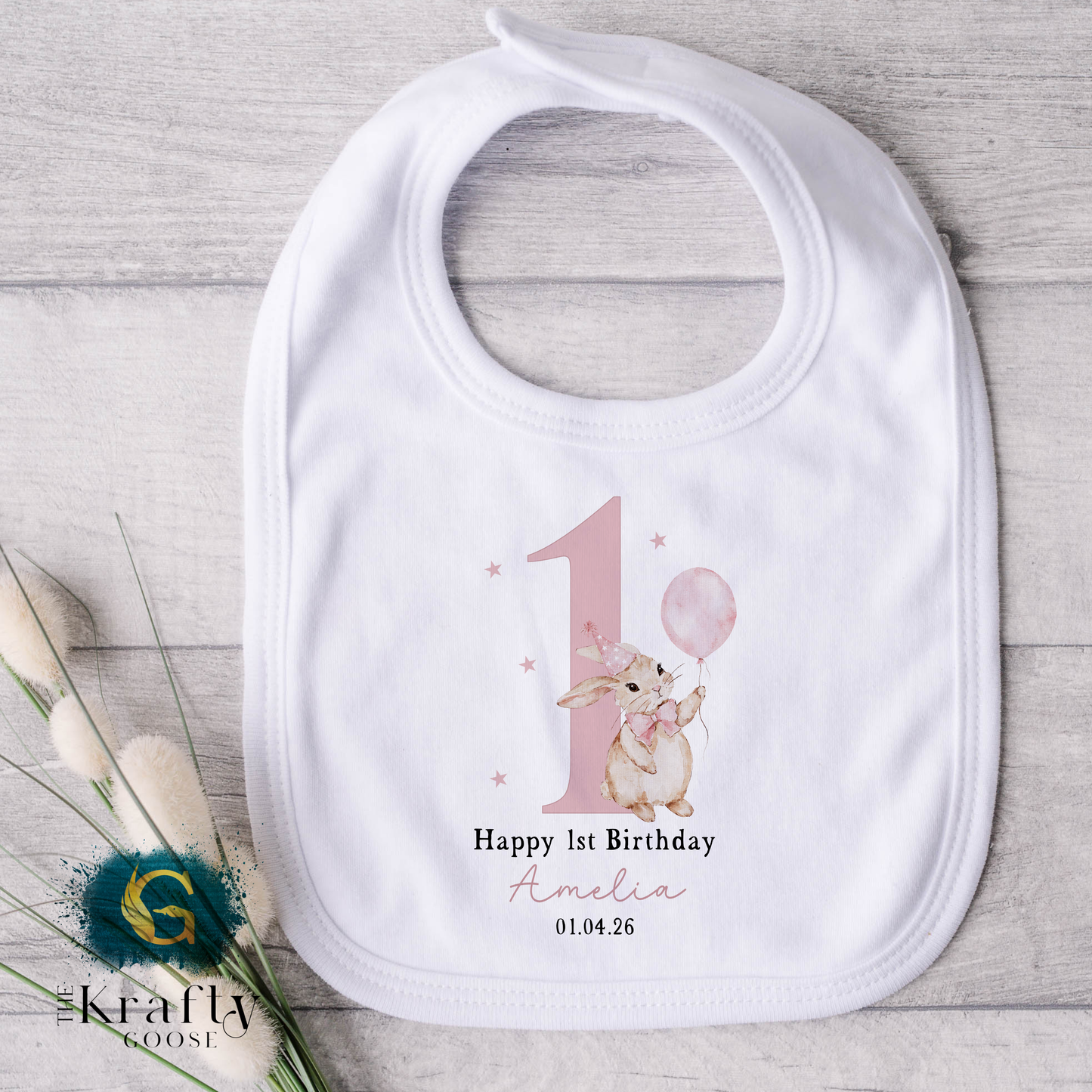 1st Birthday Bunny - Pink Bunny Balloon 1st Birthday Bear