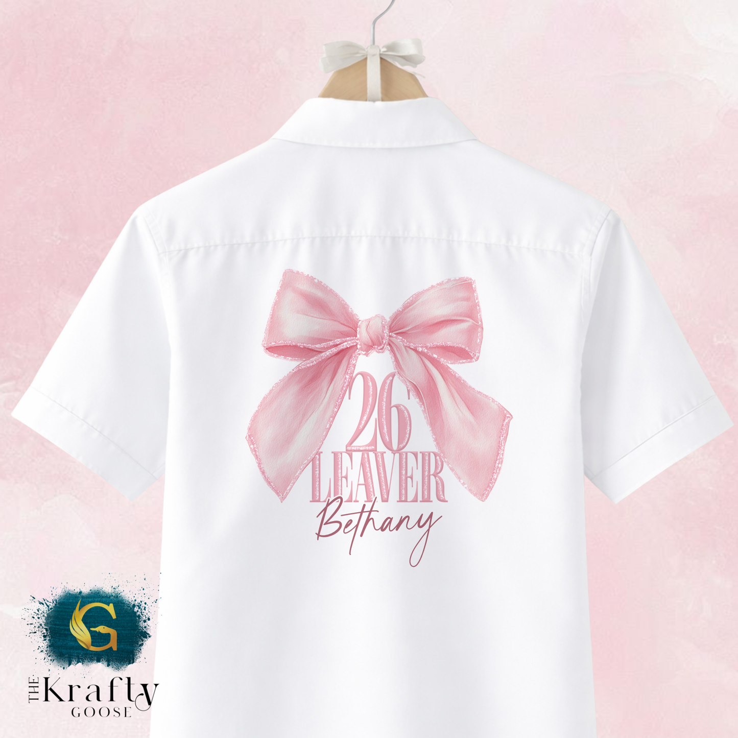 Pink or Beige Bow Leavers Shirt - Class of 2026 Leaver