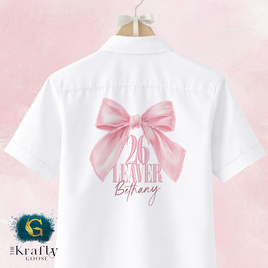 Pink or Beige Bow Leavers Shirt - Class of 2026 Leaver