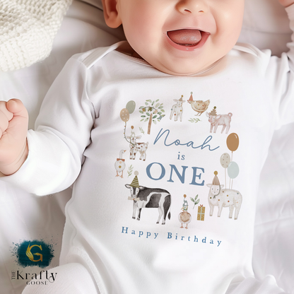 Farm Animals Birthday Outfit - T-Shirt, Sweatshirt, Baby Romper Vest Bib