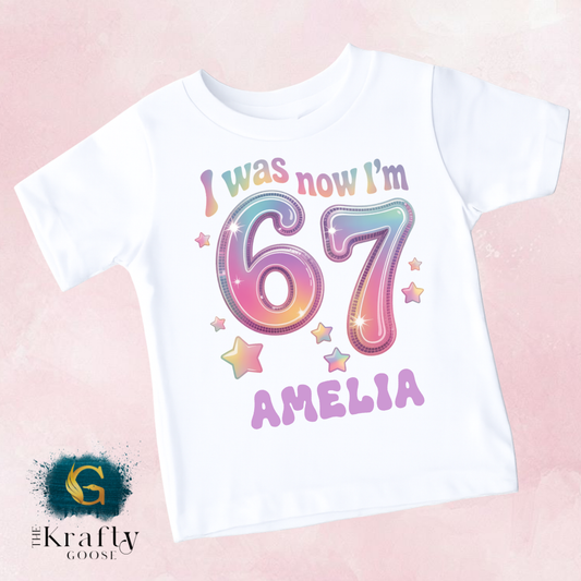 I Was 6 Now I'm 7 Birthday T-Shirt - Pastel Colours