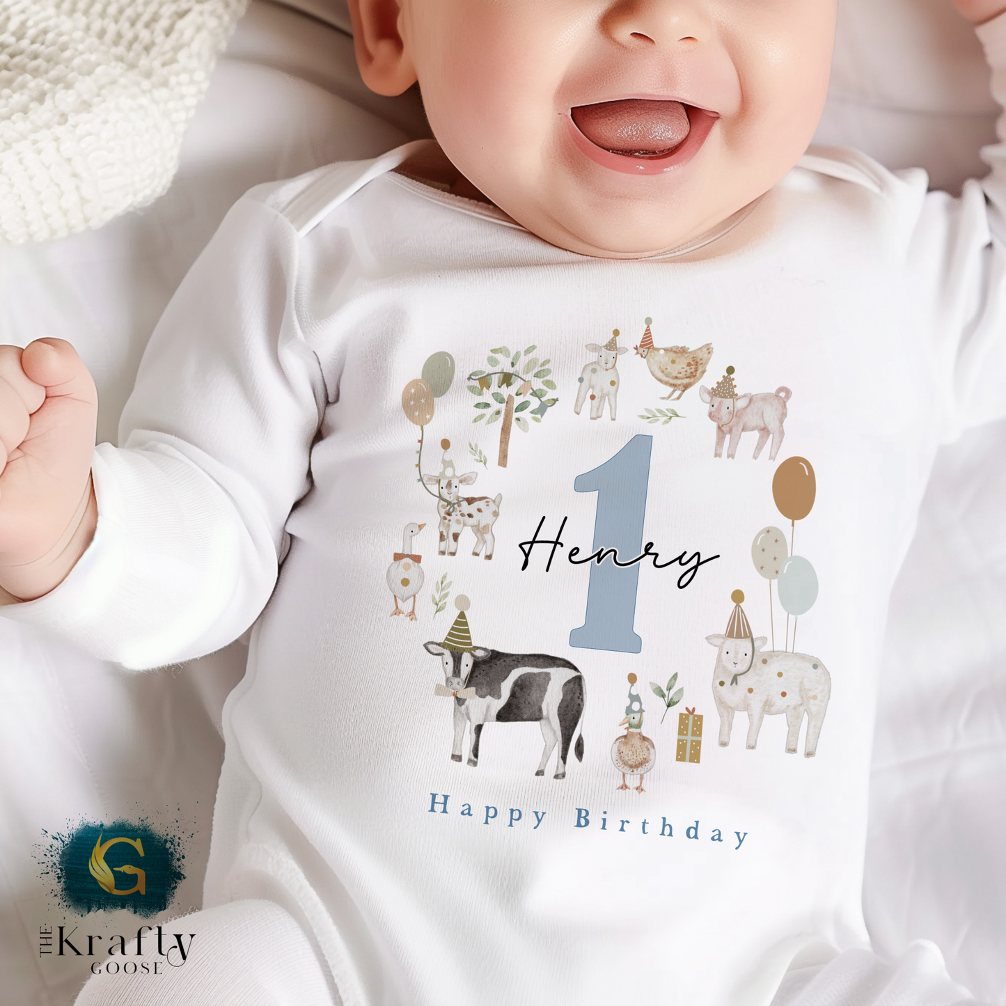 Farm Animals Birthday Outfit - T-Shirt, Sweatshirt, Baby Romper Vest Bib