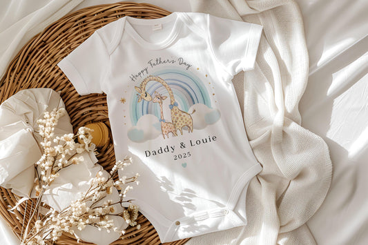 Father's Day - Blue Giraffe Rainbow Design